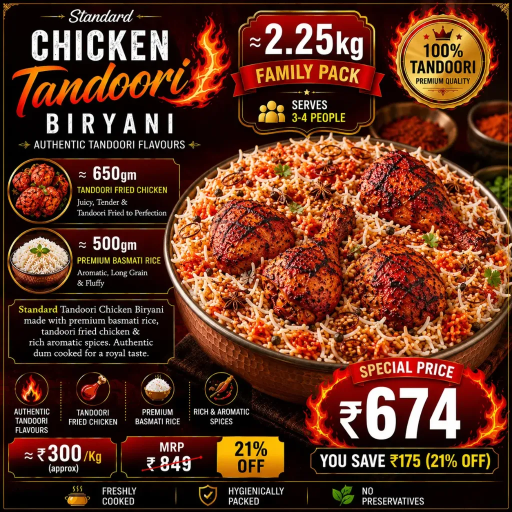 Chicken Tandoori Biryani (Non-Boneless, Standard)
