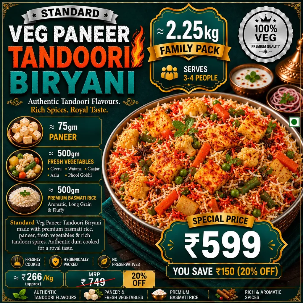 Veg Paneer Tandoori Biryani (Standard)
